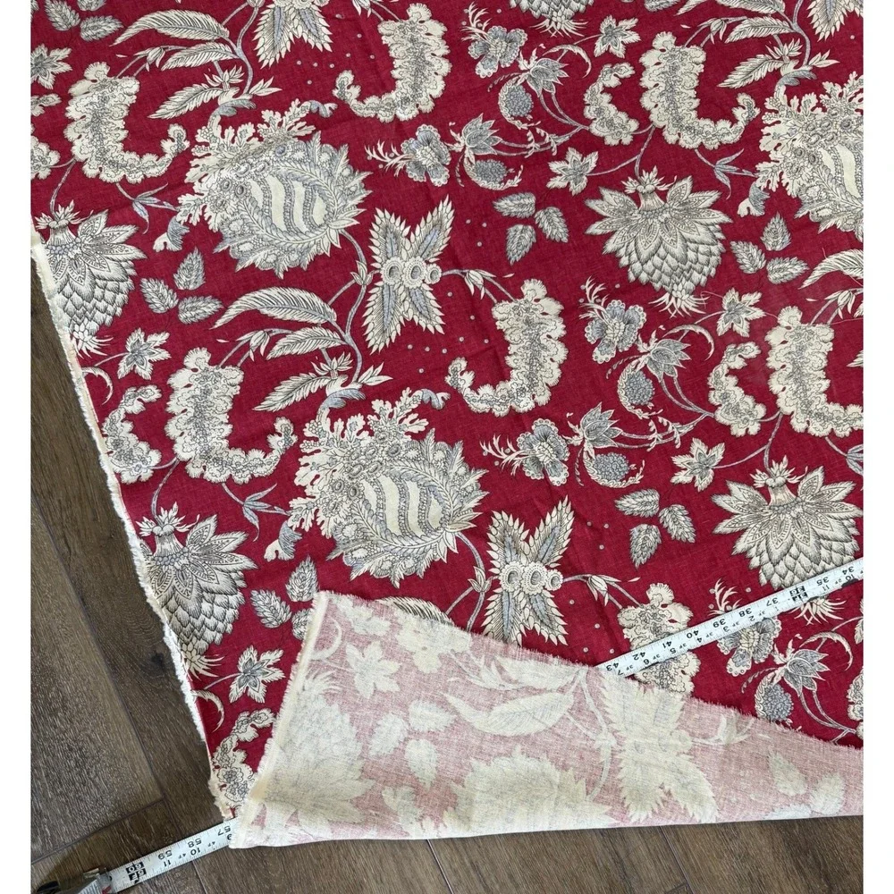 Pottery Barn Red Floral Palampore Cotton Fabric Remnant Lot Cottagecore 5 pieces